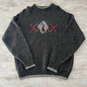 Cotton Traders mens medium crewneck black lab sweater ramie, wool blend